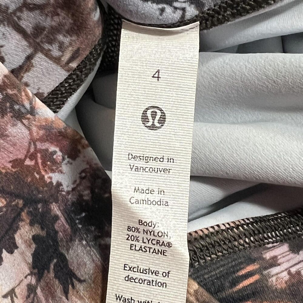 Lululemon Leggings Womens 4 High Rise Pink Brown Abstract Print Yoga LW5DM9S - Picture 5 of 12